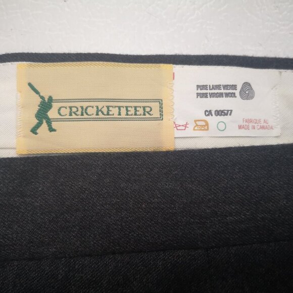 Cricketeer Elite Men's 100% Wool Made in Canada Charcoal Pleated Front Pants - Picture 3 of 11